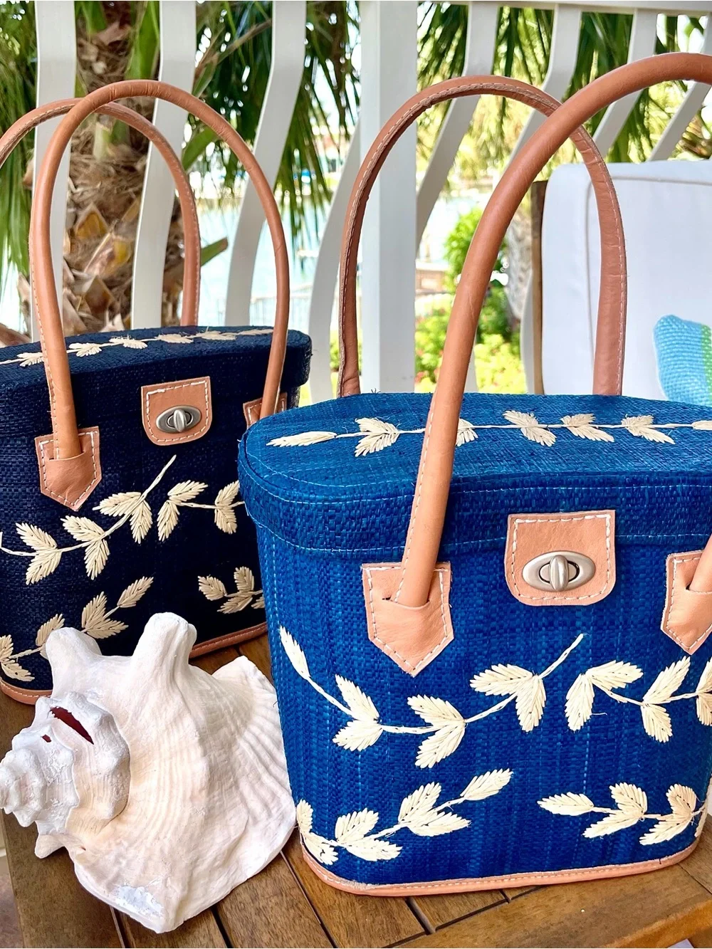 Authentic Artisan Handcrafted Natural Straw Tote & Clutch Set - Neutral Tan